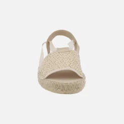 Alpargatas bajas en rafia trenzada beige con cintas