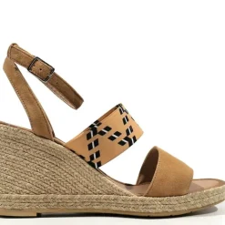 Alpargatas beige con banda elástica y pulsera al tobillo mujer