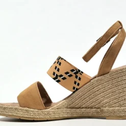 Alpargatas beige con banda elástica y pulsera al tobillo mujer