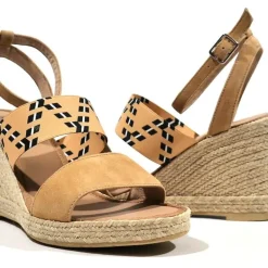 Alpargatas beige con banda elástica y pulsera al tobillo mujer