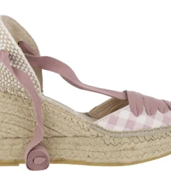 Alpargatas campesinas de cruadros vichy con cintas para mujer