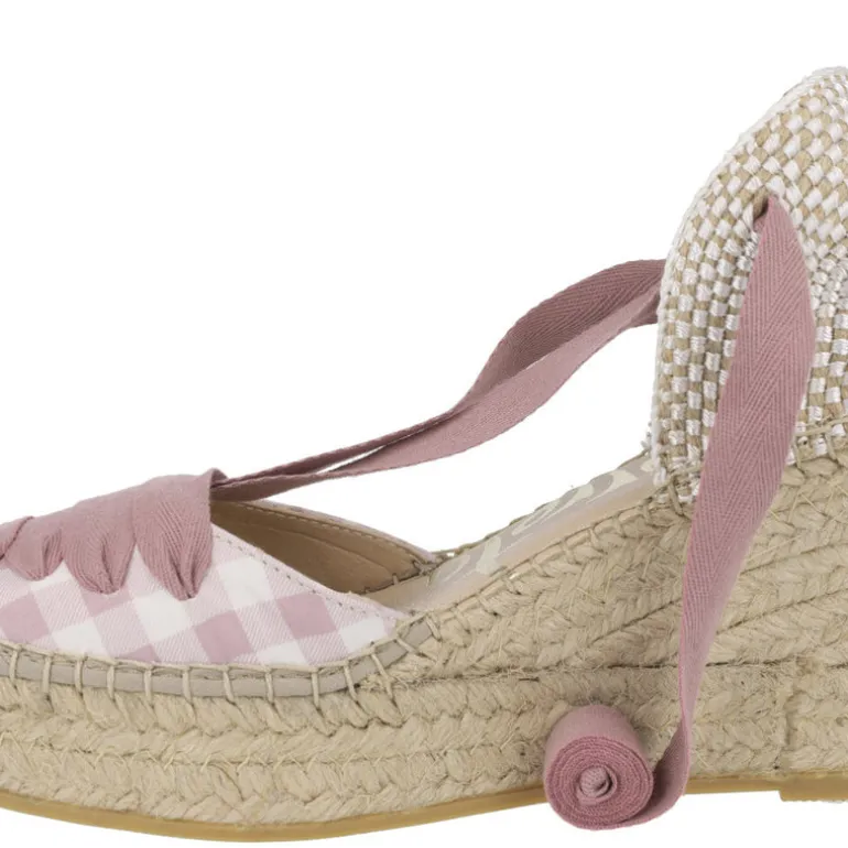 Alpargatas campesinas de cruadros vichy con cintas para mujer