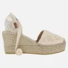 Alpargatas de esparto Vidorreta en tejido beige con cintas