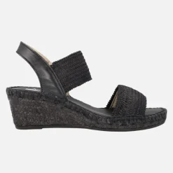 Alpargatas de piel y tejido con cuña media de yute