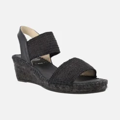 Alpargatas de piel y tejido con cuña media de yute