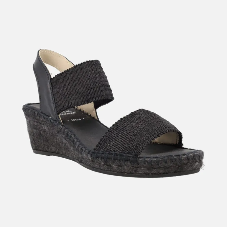 Alpargatas de piel y tejido con cuña media de yute