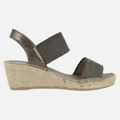 Alpargatas de piel y tejido con cuña media de yute