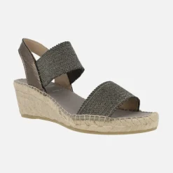 Alpargatas de piel y tejido con cuña media de yute