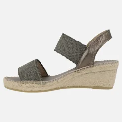 Alpargatas de piel y tejido con cuña media de yute