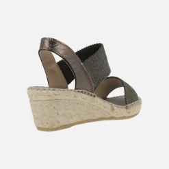 Alpargatas de piel y tejido con cuña media de yute