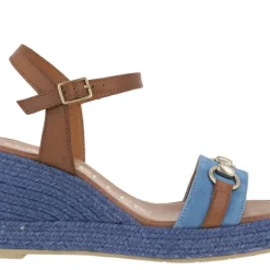 Alpargatas en combinado azul con adorno metálico en la pala
