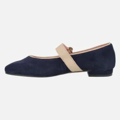 Bailarinas combinadas en ante marino y piel beige