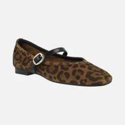 Bailarinas con pulsera en serraje leopardo