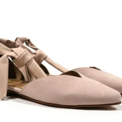 Bailarinas de ante con talón y lazo en piel para mujer