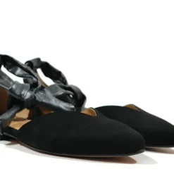 Bailarinas de ante con talón y lazo en piel para mujer