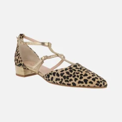 Bailarinas de piel en animal print leopardo con pulseras