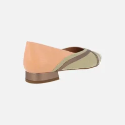 Bailarinas de piel en combinado naranja verde y beige