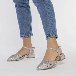 Bailarinas de piel trenzada con pulsera al tobillo Mineo