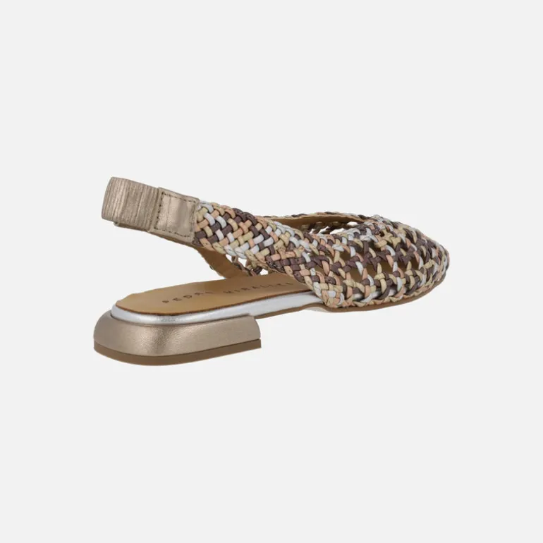Bailarinas destalonadas de piel trenzada multi metal Olimpia