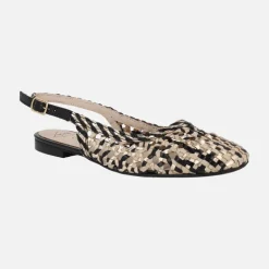 Bailarinas destalonadas en piel trenzada multicolor