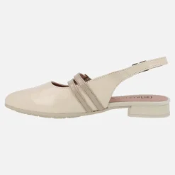Bailarinas destalonadas en charol beige con pulseras en taupe