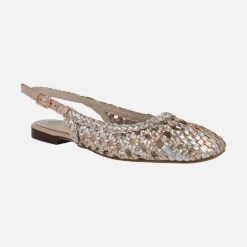Bailarinas destalonadas en piel trenzada multicolor