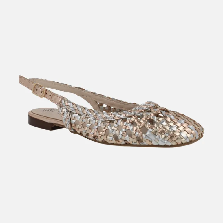 Bailarinas destalonadas en piel trenzada multicolor
