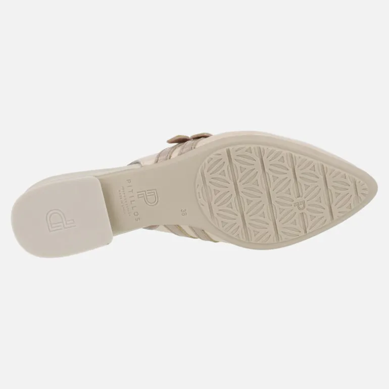 Bailarinas destalonadas en charol beige con pulseras en taupe
