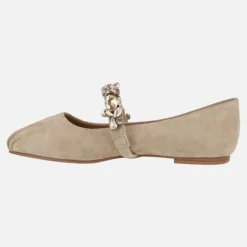 Bailarinas en ante beige con pulsera de pedrería