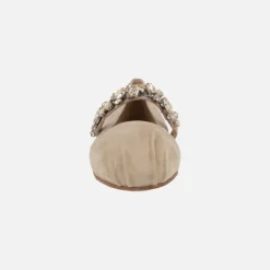 Bailarinas en ante beige con pulsera de pedrería