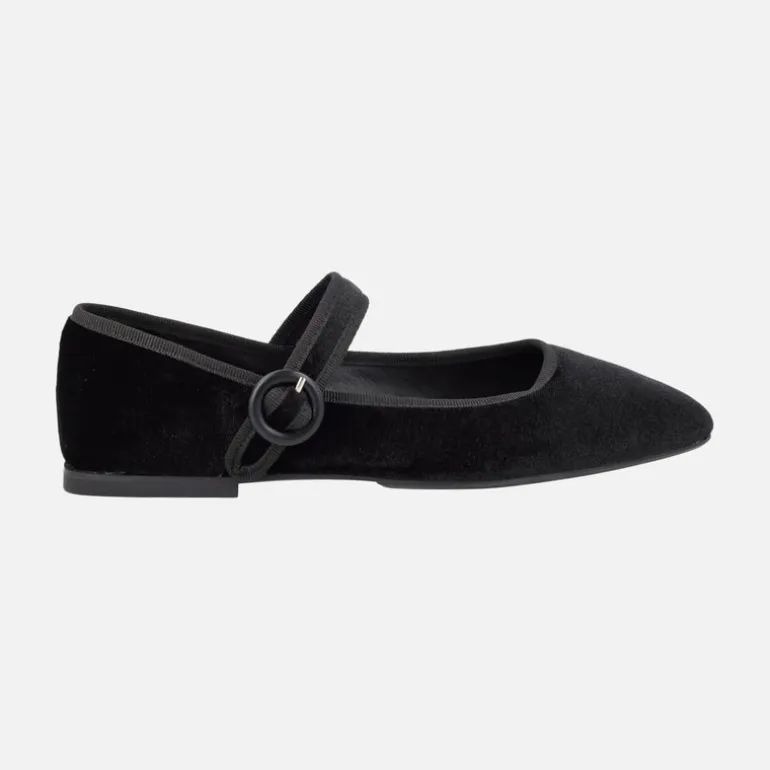 Bailarinas en terciopelo negro con hebilla redonda