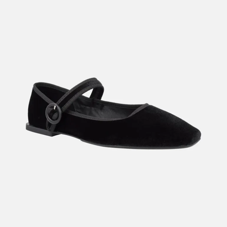 Bailarinas en terciopelo negro con hebilla redonda