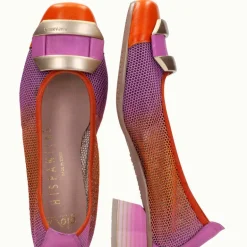 Bailarinas Hispanitas con tacón Salma combinado naranja fucsia