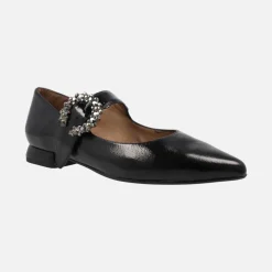 Bailarinas joya en charol negro para mujer