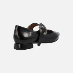 Bailarinas joya en charol negro para mujer