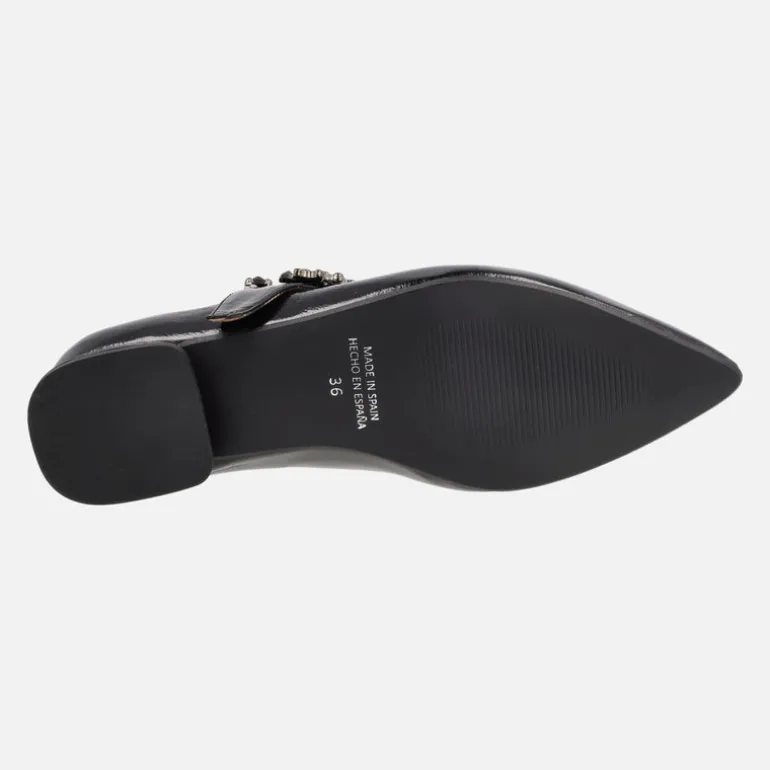 Bailarinas joya en charol negro para mujer