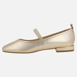 Bailarinas mercedes de piel en color oro con pulsera elástica