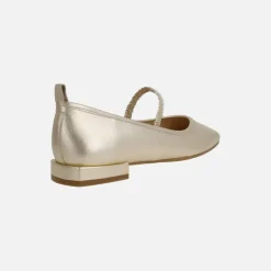 Bailarinas mercedes de piel en color oro con pulsera elástica
