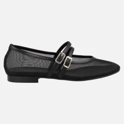 Bailarinas mercedes en rejilla negra con doble pulsera