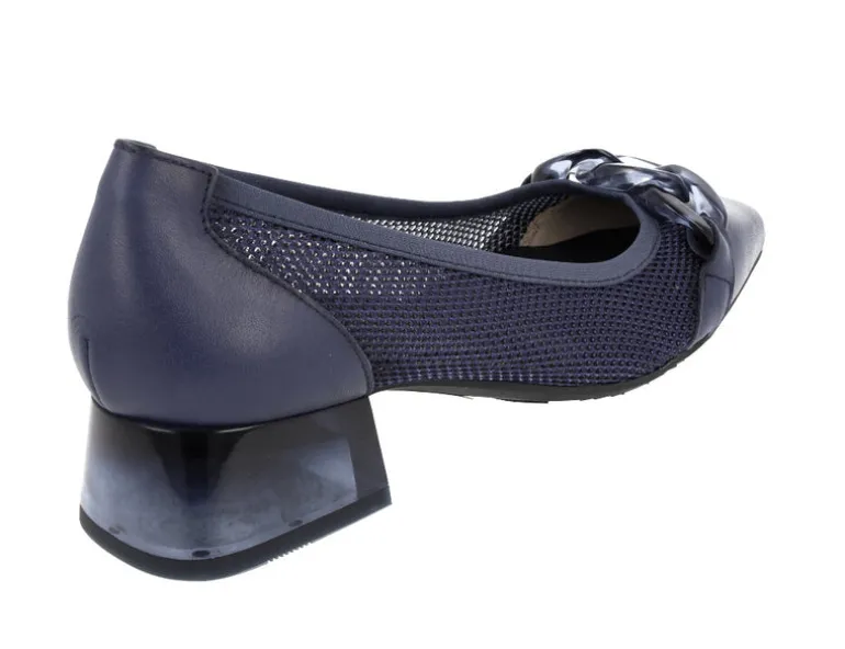 Bailarinas multimaterial azul marino con cadena