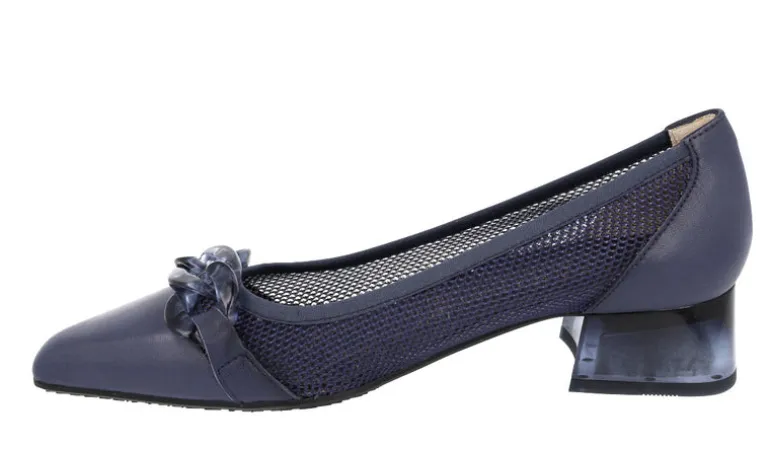 Bailarinas multimaterial azul marino con cadena