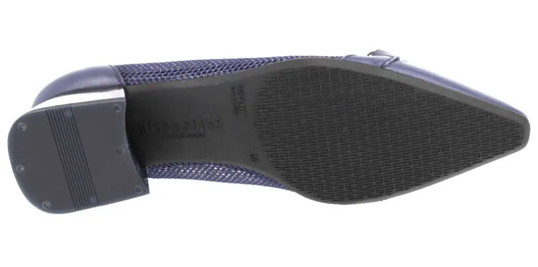 Bailarinas multimaterial azul marino con cadena