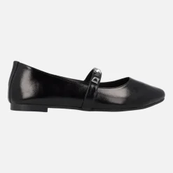 Bailarinas negras de charol con tira de tachas plateadas