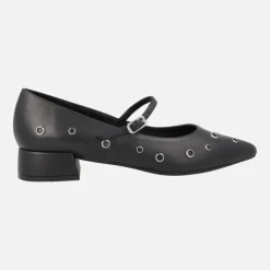 Bailarinas negras de piel con pulsera y remaches metálicos Amonis