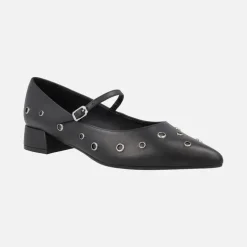 Bailarinas negras de piel con pulsera y remaches metálicos Amonis