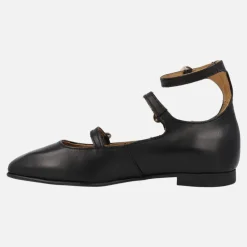 Bailarinas negras de piel con tres pulseras Alpe Anais