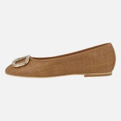 Bailarinas planas de rafia con adorno joya Liss