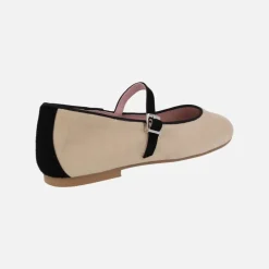 Bailarinas planas tipo merceditas en ante beige Eloin