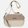 Bolsos bandolera bicolor en tejido beige y taupe de Torrens
