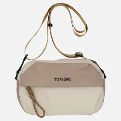 Bolsos bandolera bicolor en tejido beige y taupe de Torrens